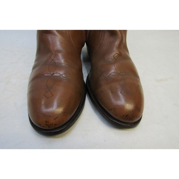 Acme Mens Size 9 EE Brown Leather Ankle Zip Western Cowboy Boots main image 6